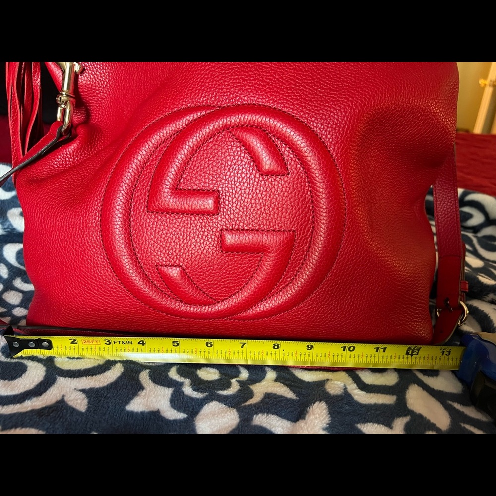 Authentic Gucci GG Leather Red Shoulder Bag